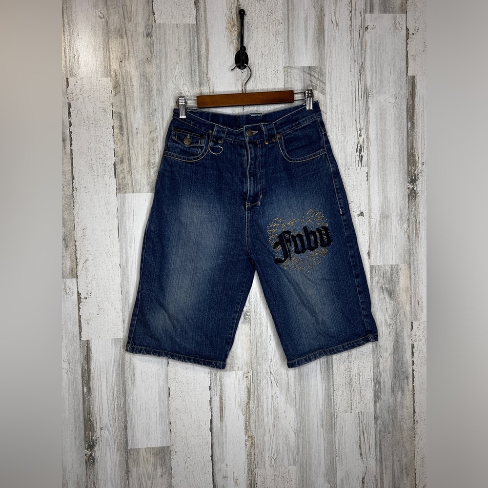 Fubu Boys Denim Jean Shorts Embroidered  Skater Grunge Hip Hop Blue Size 18 Boy